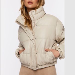 NWOT Faux Leather Puffer Jacket Forever 21